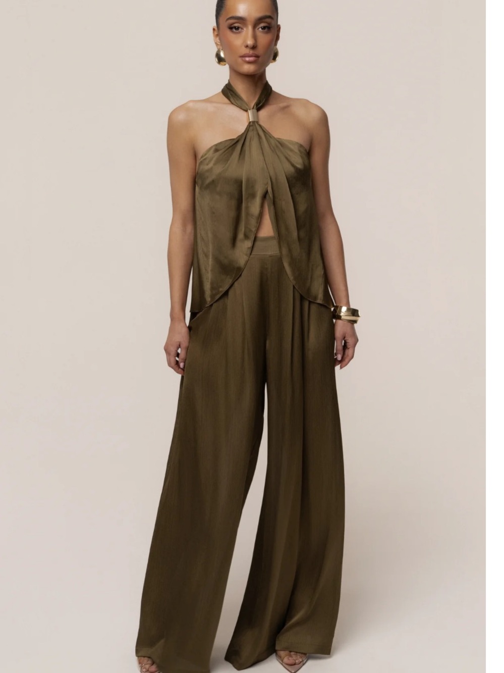 Jluxlabel olive cascade pant set - XS